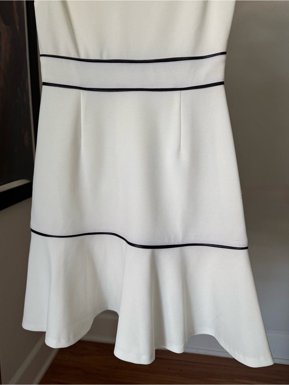 Love…ady White Fit & Flare Mini Dress Black Trim Size Small - Picture 6 of 9